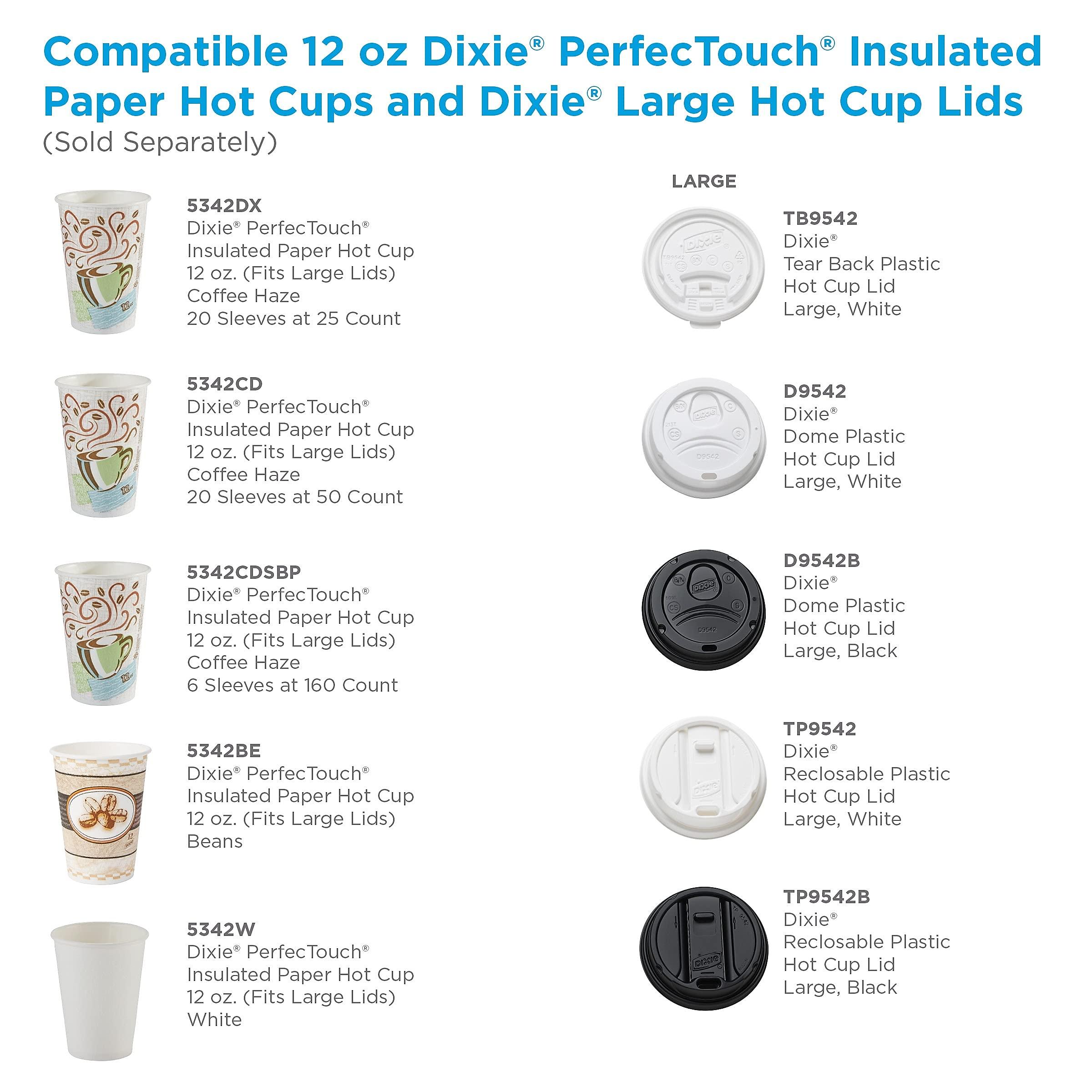 Dixie Dixie PerfecTouch Paper Hot Cups and Lids Combo, 10 oz, Multicolor, 50 Cups/Lids/Pack
