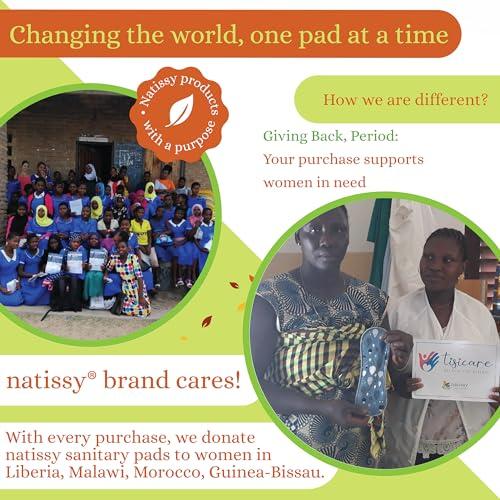Natissy Non-Slip Organic Reusable Period Pads for Light Flow (S+M, 6-Pack); High-Temp Washable Cotton Cloth Pads for Women & Teens; Non-Irritating, Soft Reusable Pads Menstrual for Comfortable Period Care