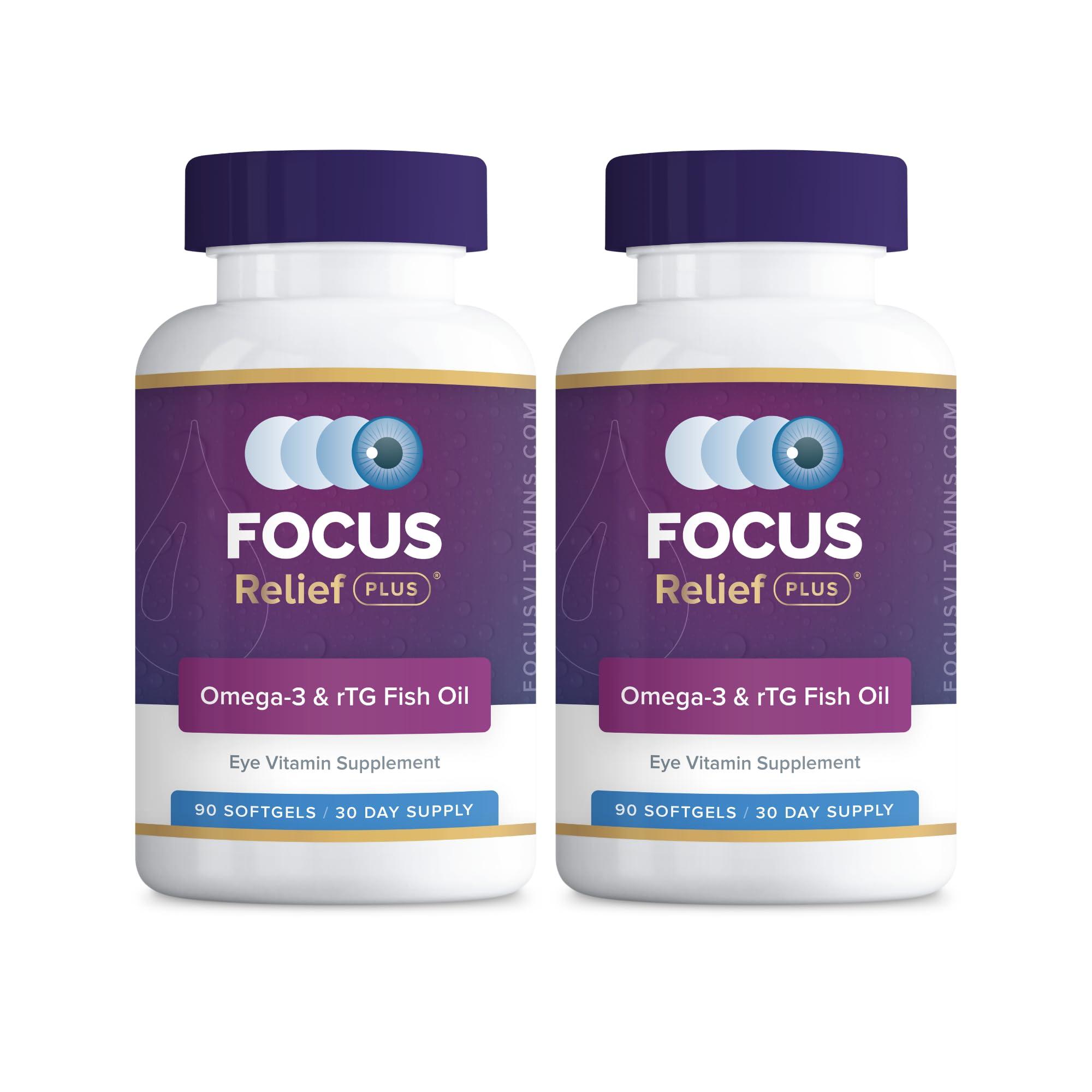 Focus Vision Supplements Focus Relief Plus Dry Eye Formula (180 ct. 60 Day Supply) Dry Eye Omega 3 Supplement - Dry Eye Relief Supplement - Omega 3 Fish Oil for Dry Eye