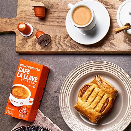Cafe La Llave Cafe La Llave Decaf Espresso Capsules, 40-Count Aluminum Recyclable Pods, Intensity 11, Compatible with Original Nespresso Machines (Pack of 2)