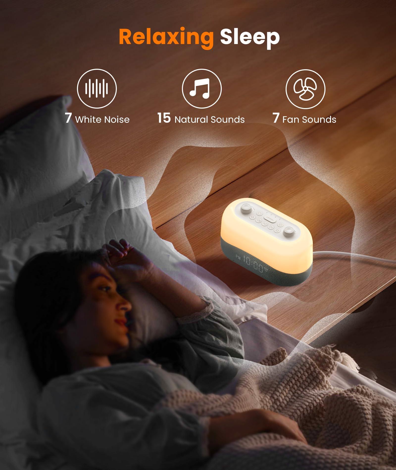 Dreamegg Dreamegg Sound Machine Alarm Clock - White Noise Sound Machine with 29 Soothing Sounds, Night Light, 0-100% Dimmable, 3 Alarm Sounds, Snooze, Digital Alarm Clock for Sleep Adults Bedrooms