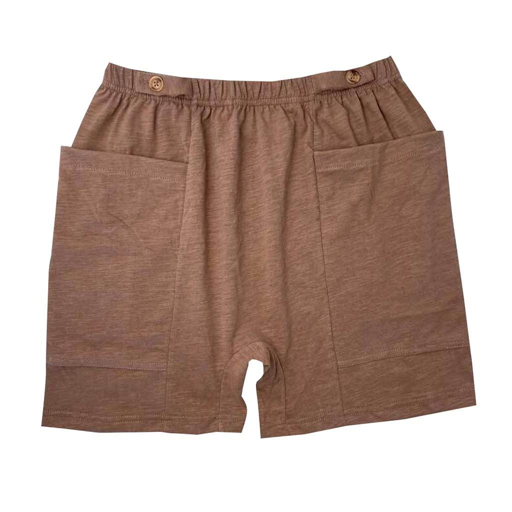 BYLIA Urinary Incontinence Care Cotton Shorts with Pocket for Elderly Women and Men Healthy Care Clothing (Color : Brown, Size : Medium)