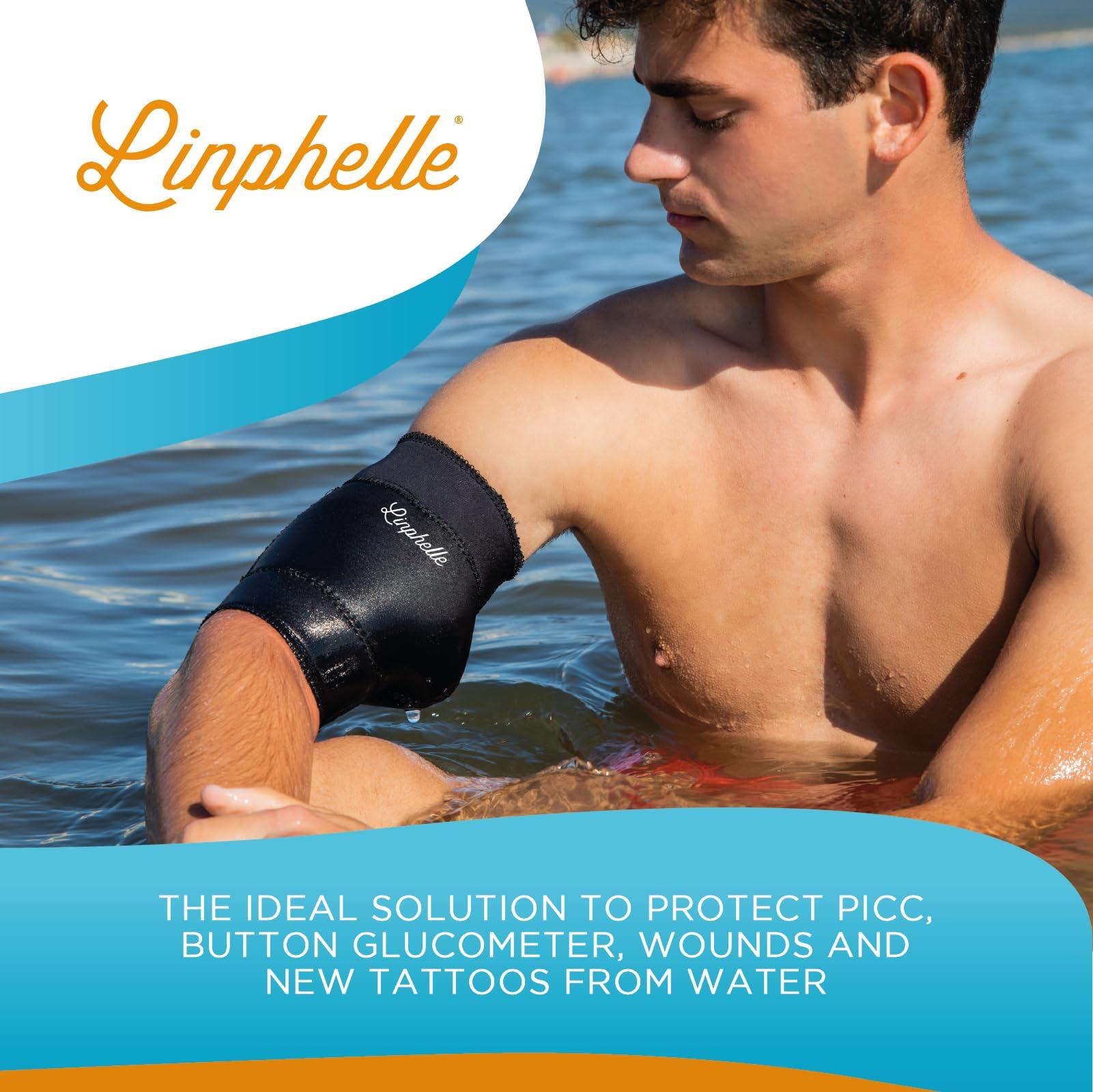 Linphelle Linphelle Waterproof PICC Line Shower Cover PICC Line Sleeve Cover for Upper Arm in Neoprene, Usable for Sea or Pool Bathing, Shower Sleeve for PICC Line, Glucose Sensors, Black, Size XX-Large