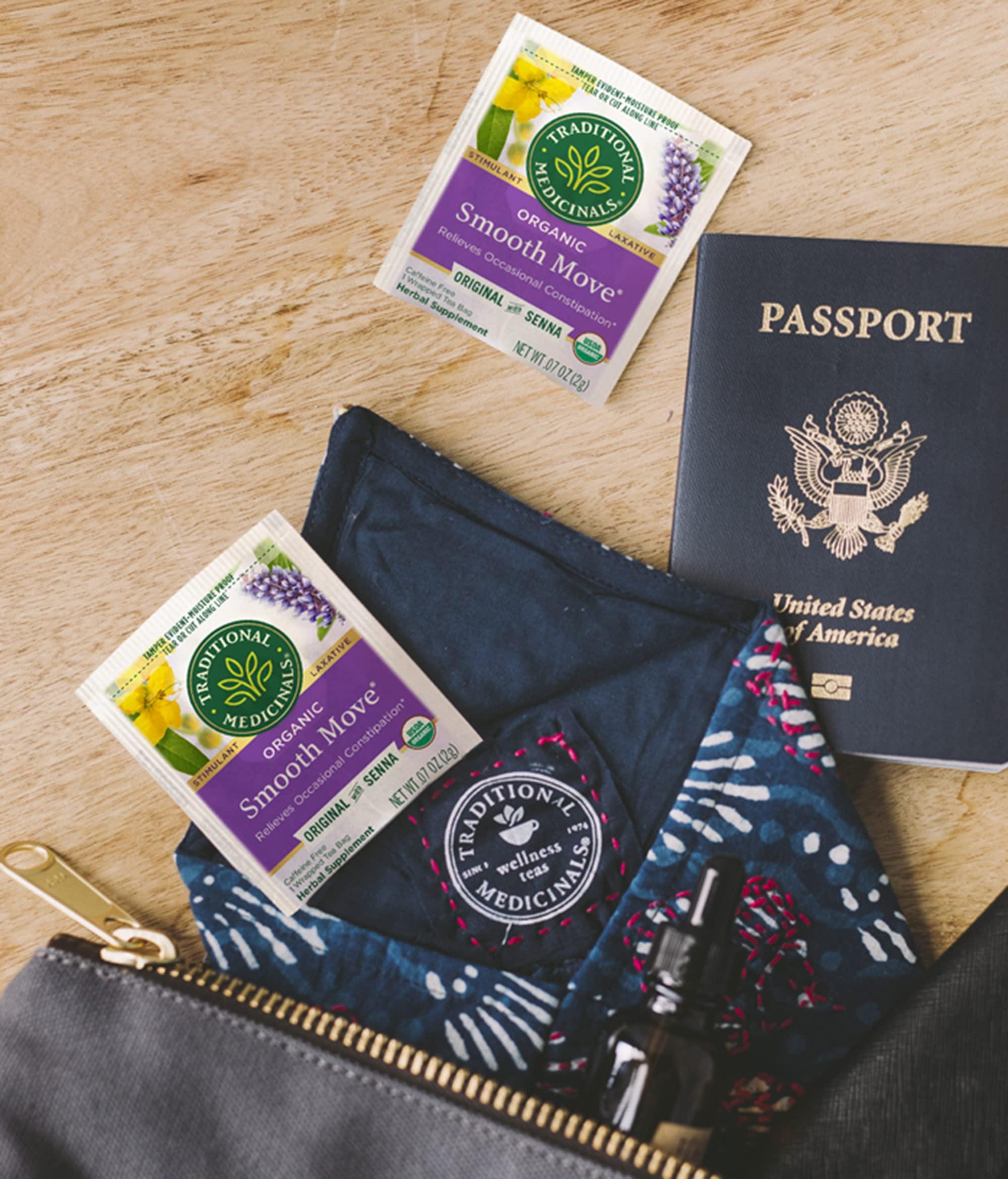 Traditional Medicinals Traditional Medicinals Organic Smooth Move with Senna Herbal Tea, Relieves Occasional Constipation, (Pack of 3) - 48 Tea Bags Total