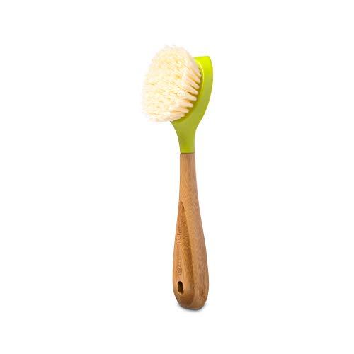 Full Circle Full Circle, White Bubble Up Bamboo Dish Brush, White & Be Good Kitchen Dish Brush with Bamboo Handle Long Handle Dish Scrubber with Tough Bristles, Green