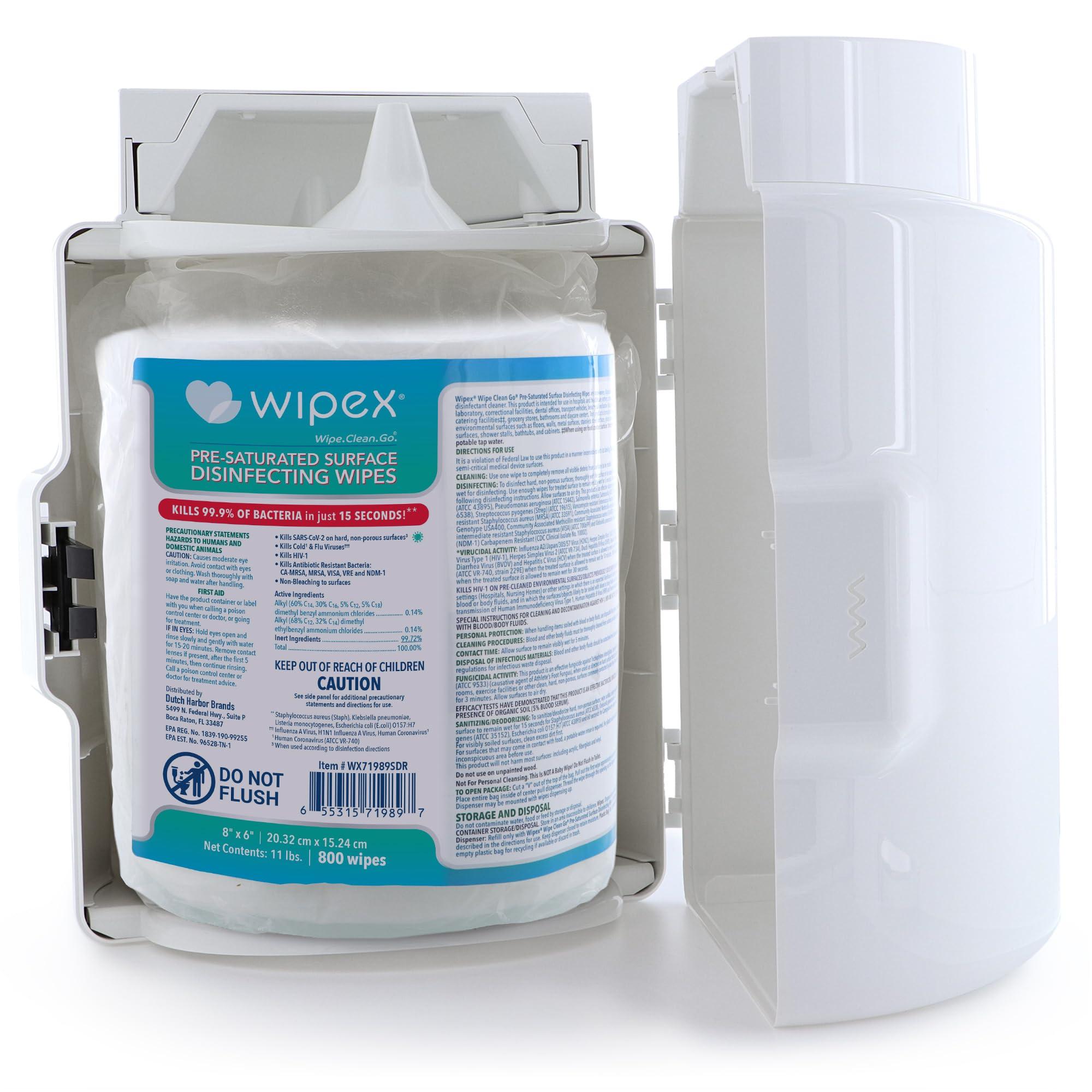 Wipex Wipex Gym Wipes Antibacterial Refills - EPA Registered Bulk Size Disinfecting Cleaning Wipes for Dispensers, Safely Kill Viruses and Bacteria in 15 Seconds, Sanitize Fitness & Gym Equipment 800 Count