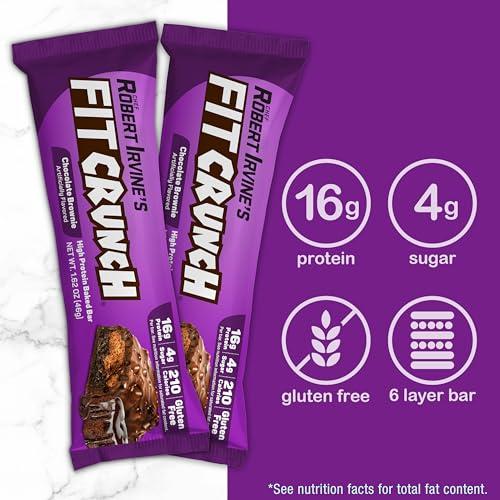 Fit Crunch FITCRUNCH Snack Size Protein Bars, 6-Layer Baked Bar, 4g of Sugar, Gluten Free & Soft Cake Core (9 Bars, Chocolate Brownie)