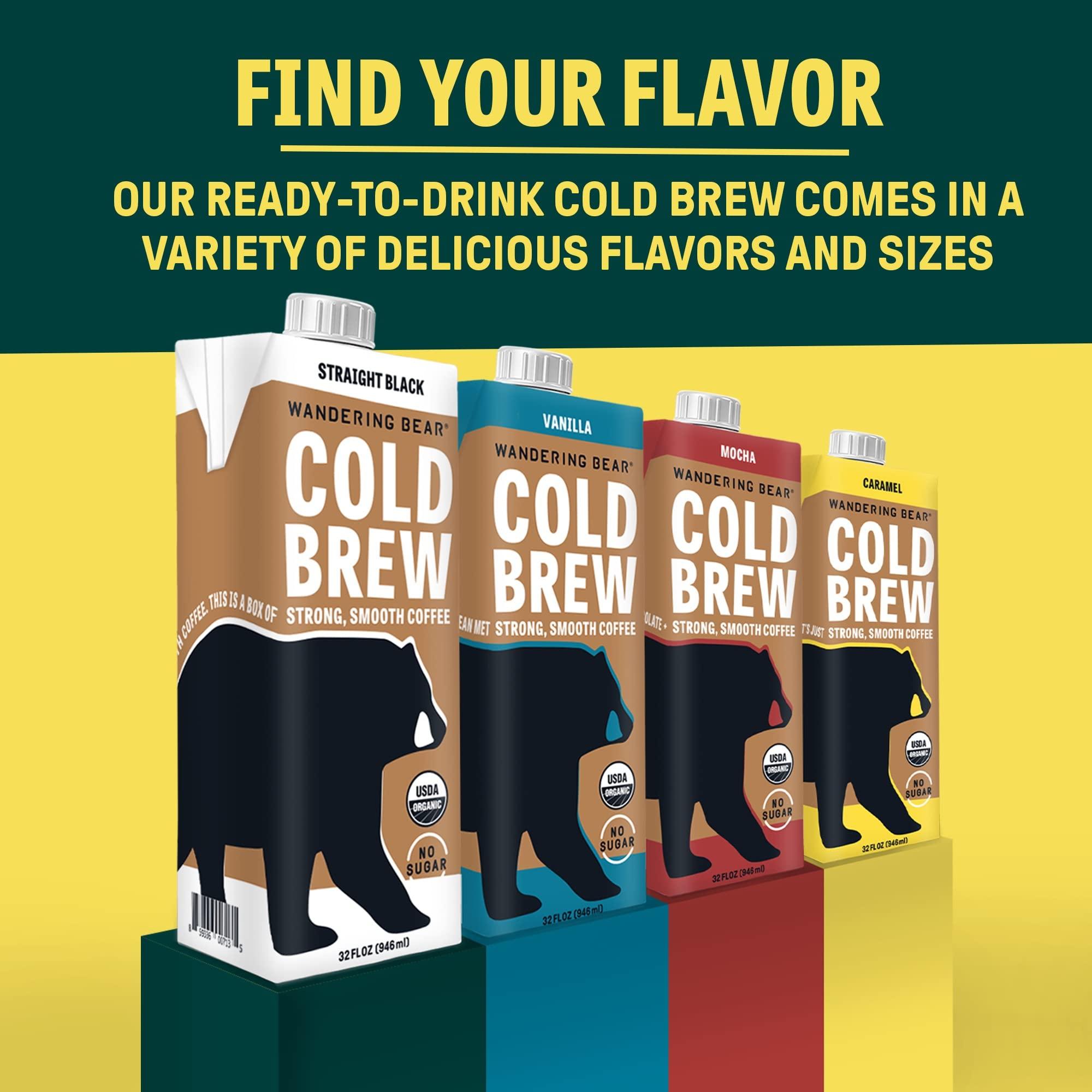 Wandering Bear Wandering Bear Extra Strong Organic Cold Brew Coffee, Straight Black, 32 fl oz, 1 pack - Smooth, Organic, Unsweetened, Shelf-Stable, and Ready to Drink Cold Brew