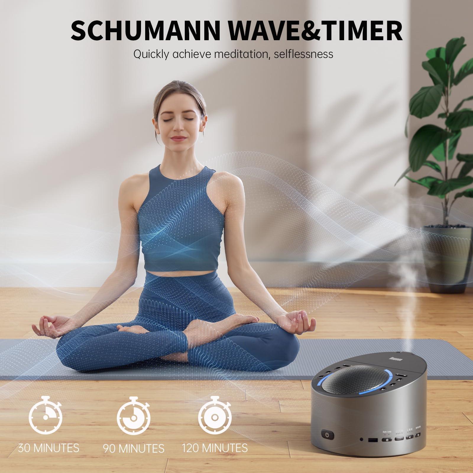 ANWOON Sleep Machine Upgraded by White Noise Sound Machine, Schumann Wave, Aromatherapy Machine, Smart Lights Ideal 4-in-1 Therapy System for Sleep, Relaxation at Home, Office, for Baby, Kids, and Adults.