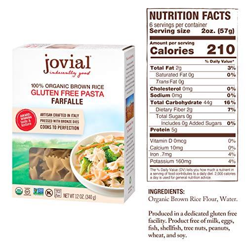 Jovial Jovial, Pasta Farfalle Brown Rice Organic, 12 Ounce