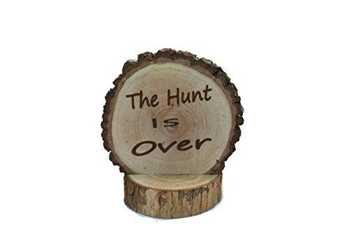 OzarkCraftWood The Hunt is Over Wedding Cake topper Laser Engraved onto a Wood slice Fall/Winter/Summer forest woodland Weddings