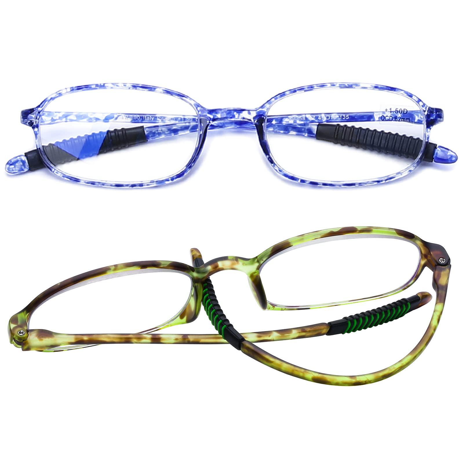 AQWANO AQWANO Flexible Reading Glasses Computer Blue Light Blocking Lightweight TR90 UV400 Protection Readers for Women Men, 3.0