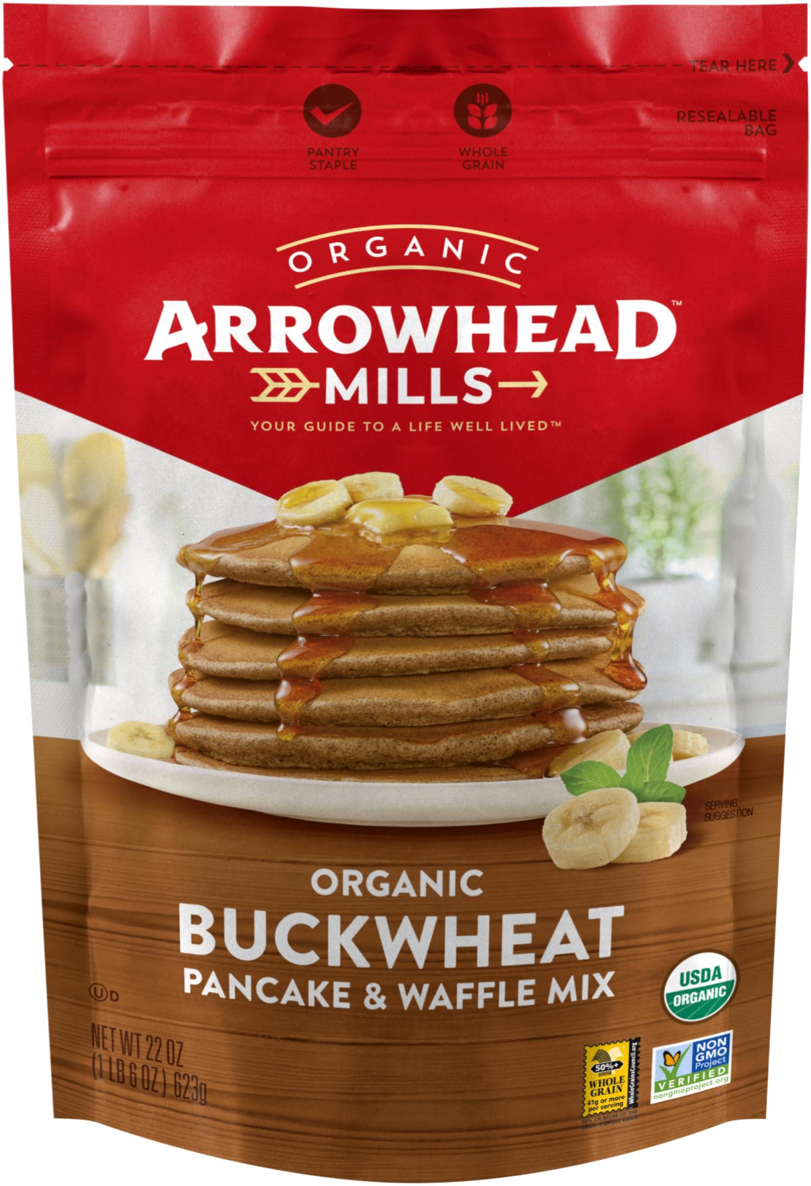By The Cup Arrowhead Mills Buckwheat Pancake and Waffle Mix, 22 oz (Pack of 2) with Swivel Spoons