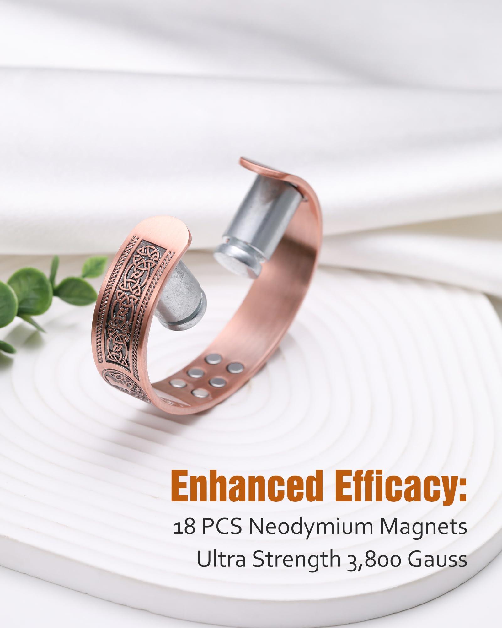 Jecanori Jecanori Copper Bracelet for Men, 18X Strength Mens Magnetic Bracelets with 3,800 Gauss Magnets, 99.99% Pure Solid Copper Jewelry Gift