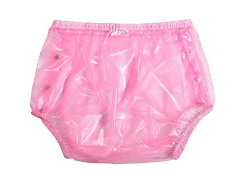 Haian Haian Adult Incontinence Snap-on Plastic Pants 3 Pack (XX-Large, Transparent Pink)