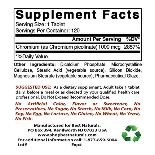 Best Naturals Best Naturals Chromium Picolinate 1000 mcg 120 Tablets (120 Count (Pack of 2))