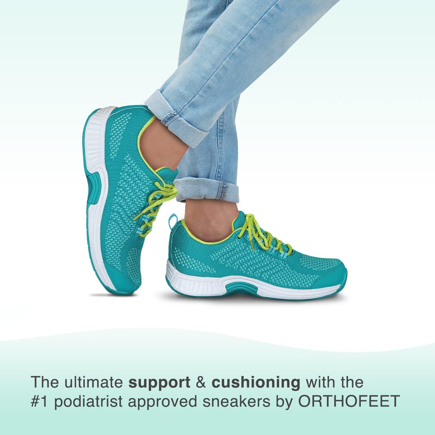 Orthofeet Orthofeet Women\'s Orthopedic Knit Coral Sneakers, Turquoise, Size 7.5 Wide