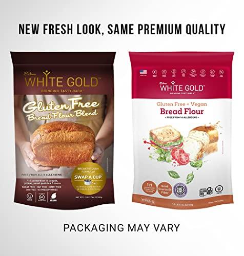 Extra White Gold Extra White Gold Gluten Free Bread Flour Blend For Breads, Yeasted Pastries , Pizza, Focaccia [Kosher] [Gluten Free] [Vegan] [Soy Free] [Nut Free] [Dairy Free] 1.1 Pound (4 pack)