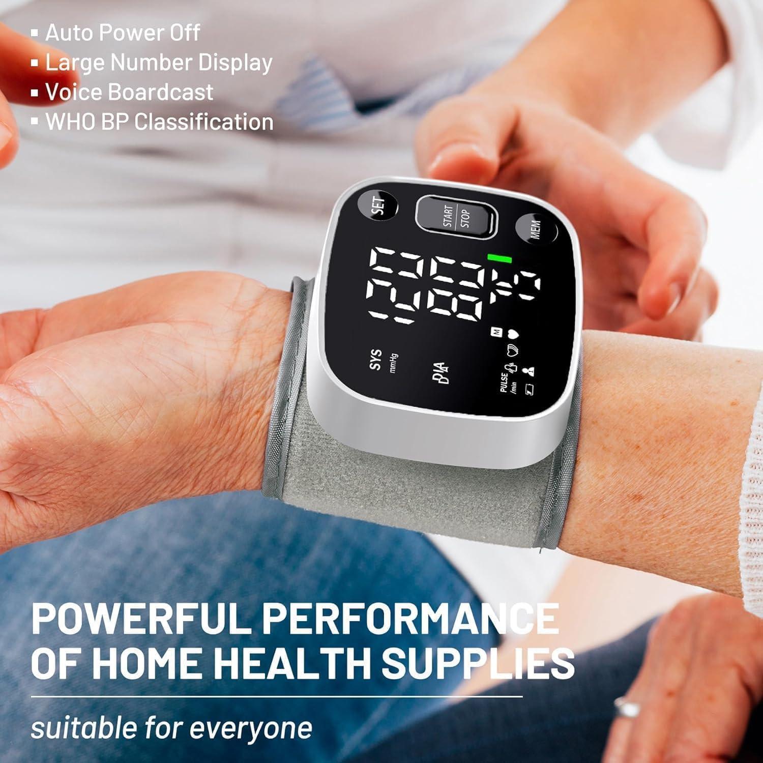 Oklar Oklar Blood Pressure Monitors for Home Use Rechargeable Wrist Digital BP Machine Cuff with LED Backlit Display, Voice Broadcast, 240 Memory Storage for 2 Users with Carrying Case