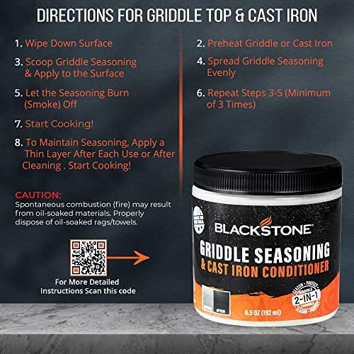 SATISFYING CUSTOMERS Blackstone 2-IN-1 Griddle & Cast Iron Seasoning Conditioner 6.5 OZ Effective Seasoning Rub Formula Food Safe Easy to Use Cleaner & Conditioner with Satisfying Customers Travel Tissue (2Pack)