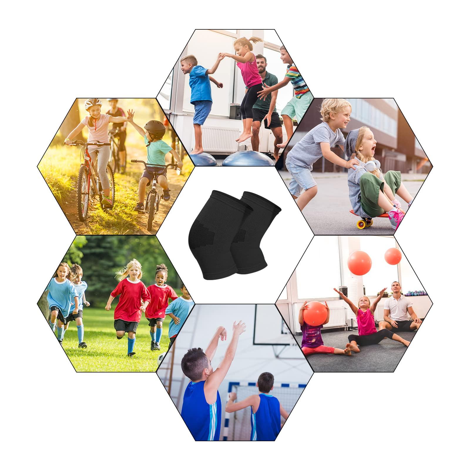 HGRTYXS 2 Pairs Kids Knee Brace,Children Compression Knee Sleeve,Teenagers Knee Support Brace,Youth Knee Brace,Elastic Knee Protector,Sports Knee Brace for Girls Boys Basketball,Volleyball,Sports,Gymnastics