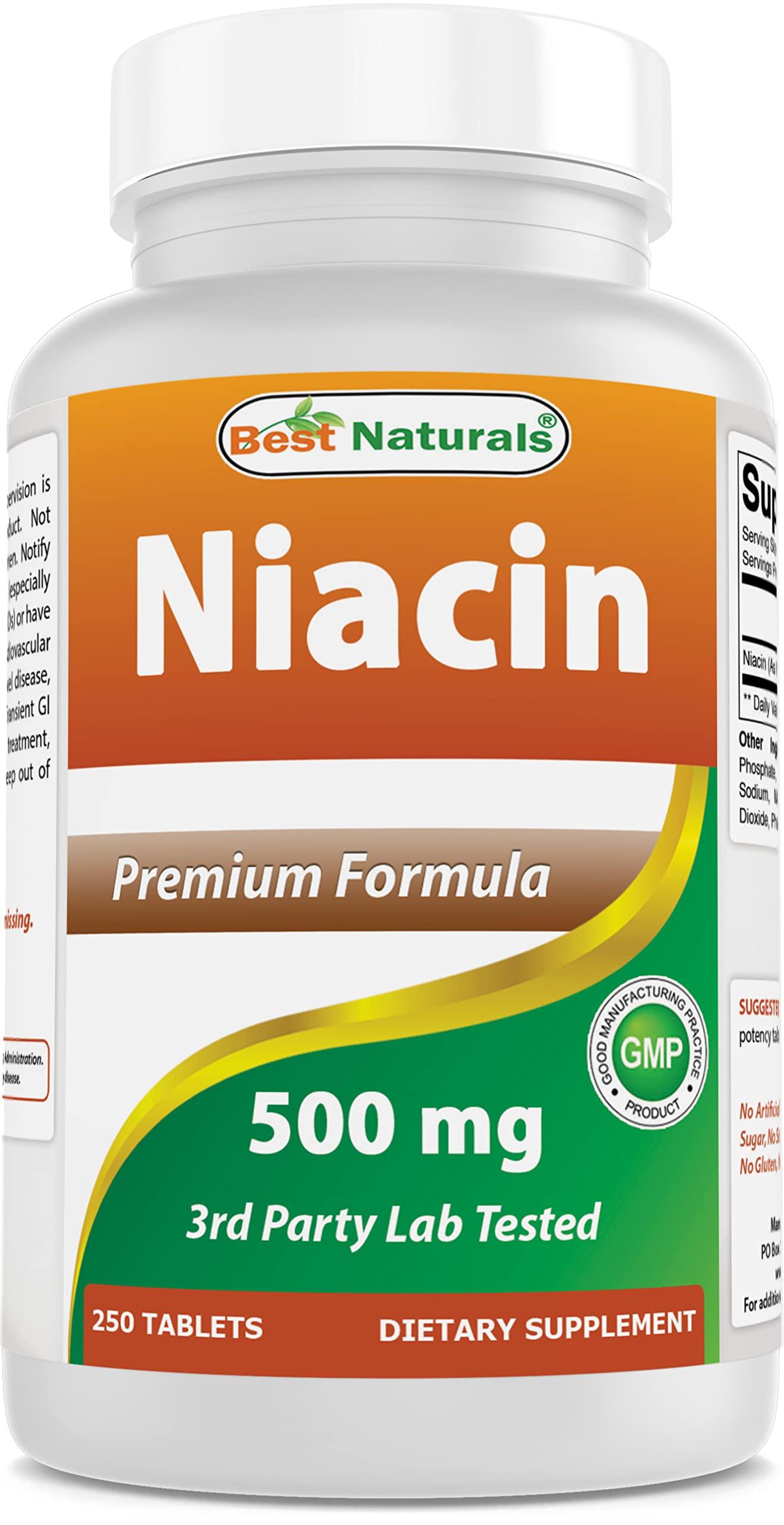 Best Naturals Best Naturals Niacin 500mg 250 Tablets with Flushing - Also Called Vitamin B3 (250 Count (Pack of 1))