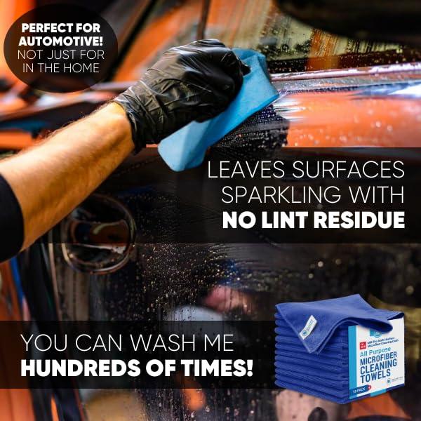 Microfiber Wholesale MW Pro Multi-Surface Microfiber Towel 12 Pack | Premium Cleaning Cloth | Clean, Buff, Dust, Polish, Absorb | Large 16\"x16\" (Dark Blue)