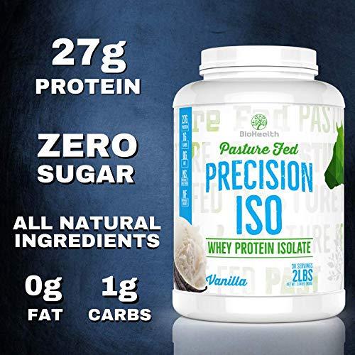 BioHealth Nutrition BioHealth Nutrition Precision ISO Vanilla (5lb) | 27g Premium Pasture Fed Whey Protein Isolate + Amino Acids | 70 Servings | Zero Sugar | GMO Free