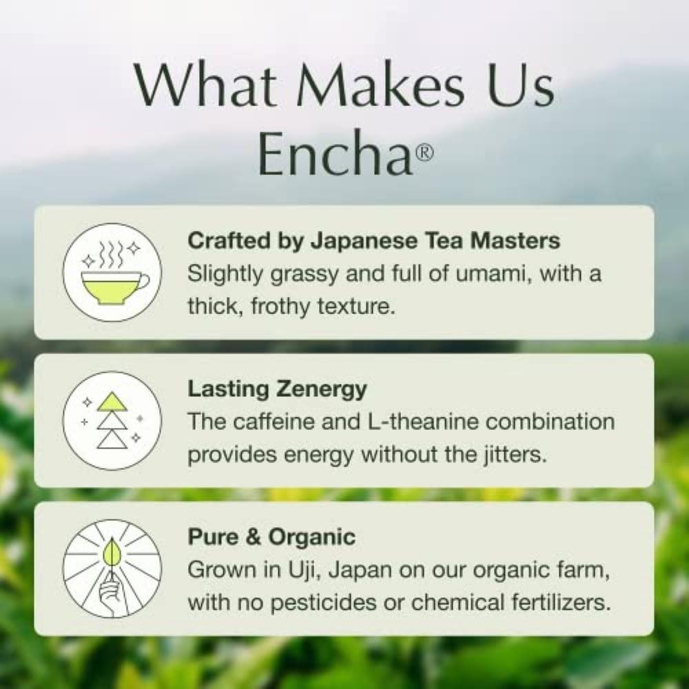 Encha Encha Ceremonial Grade Organic Matcha Powder - First Harvest Organic Japanese Matcha Green Tea Powder, From Uji, Japan (Organic Ceremonial, 1 Pound (Pack of 1))