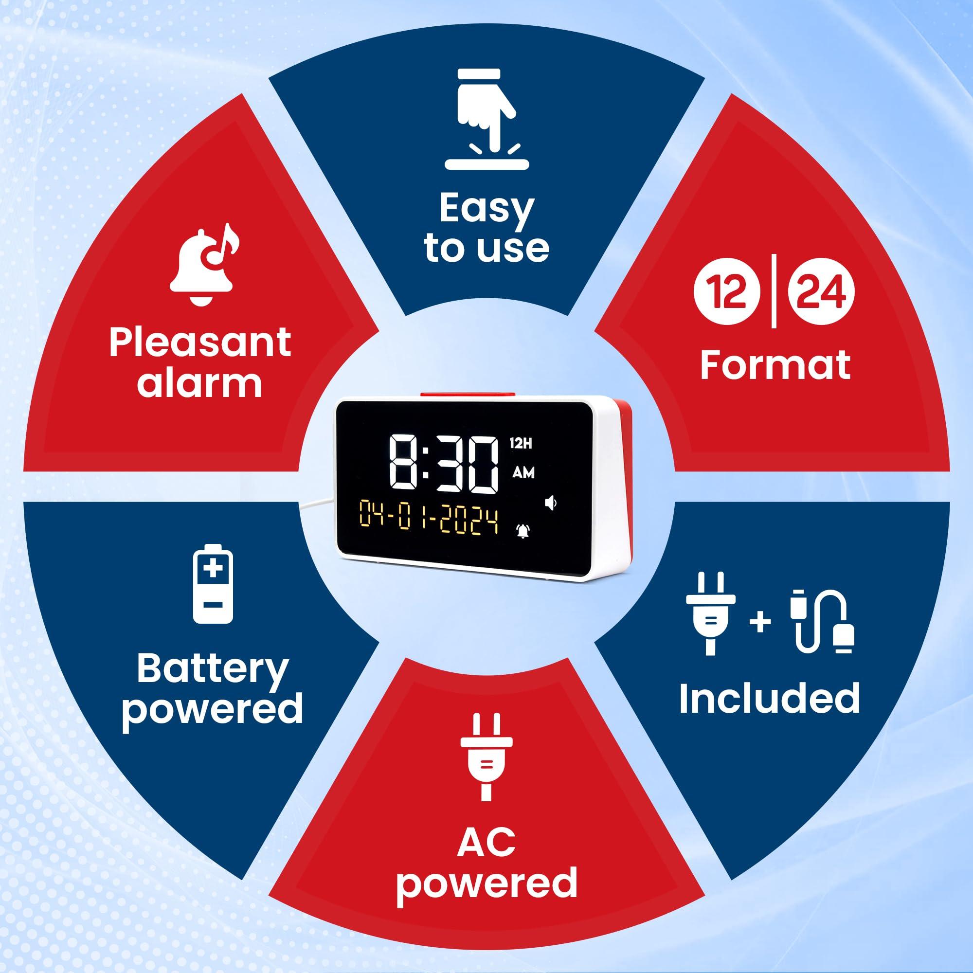 Top Life Talking Clock - Extra Loud Time and Date - for Elderly, Dementia, Hearing or Visually Impaired Seniors - Easy to Use Speaking Clock - Clear Neutral Male Voice