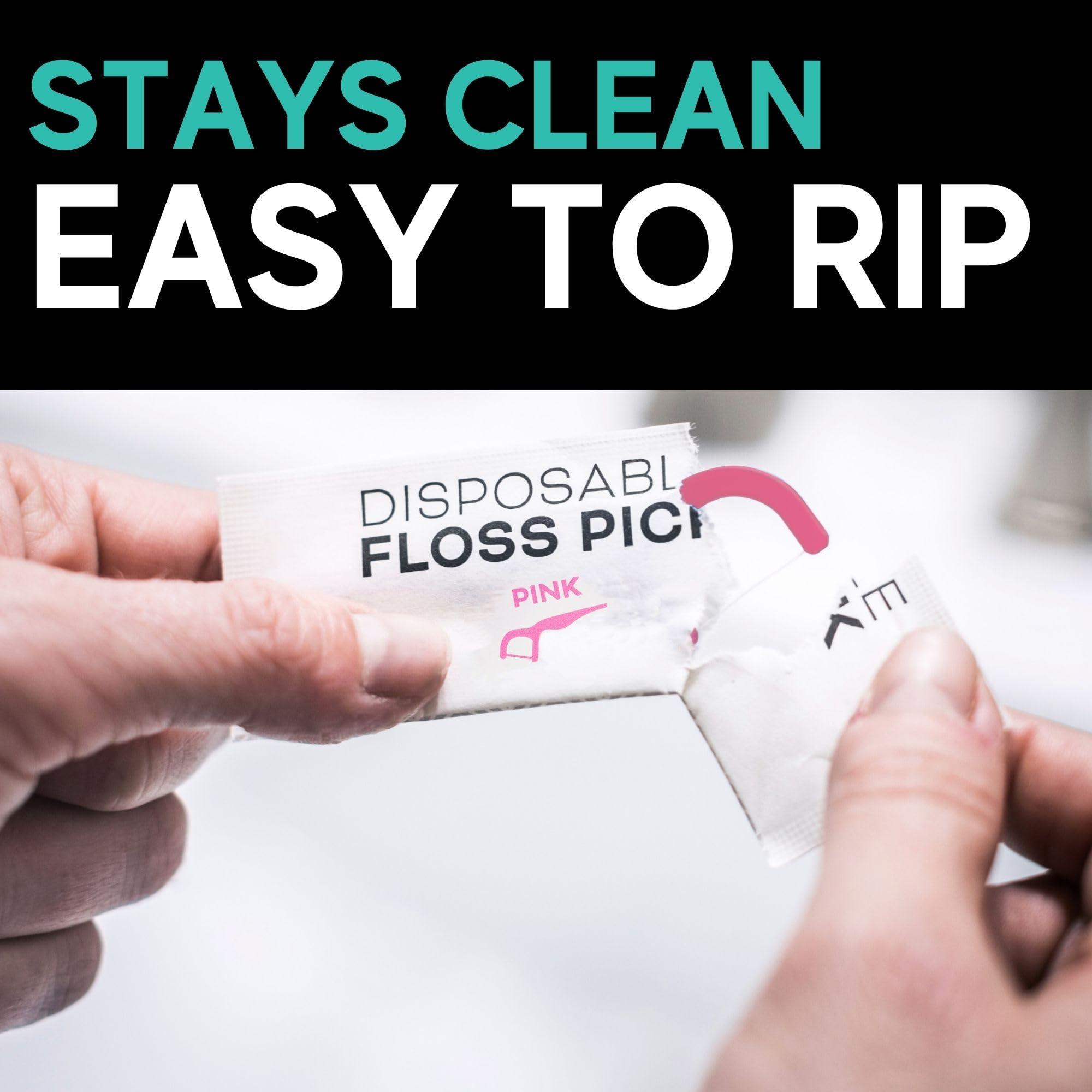 Avistar 150 Individually Wrapped Floss Picks - Pink Travel Floss Picks - Easy Grip Disposable Floss Picks - Dental Flossers for Teeth - Gently Removes Plaque & Food Particles Between Teeth