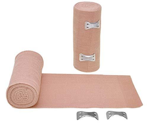 Dealmed Dealmed 4\" Elastic Bandage Wrap with Clip Closure 50 Elastic Bandages, 4.5 Yards Stretched Compression Bandage Wrap, Wound Care Product for First Aid Kit and Medical Facilities