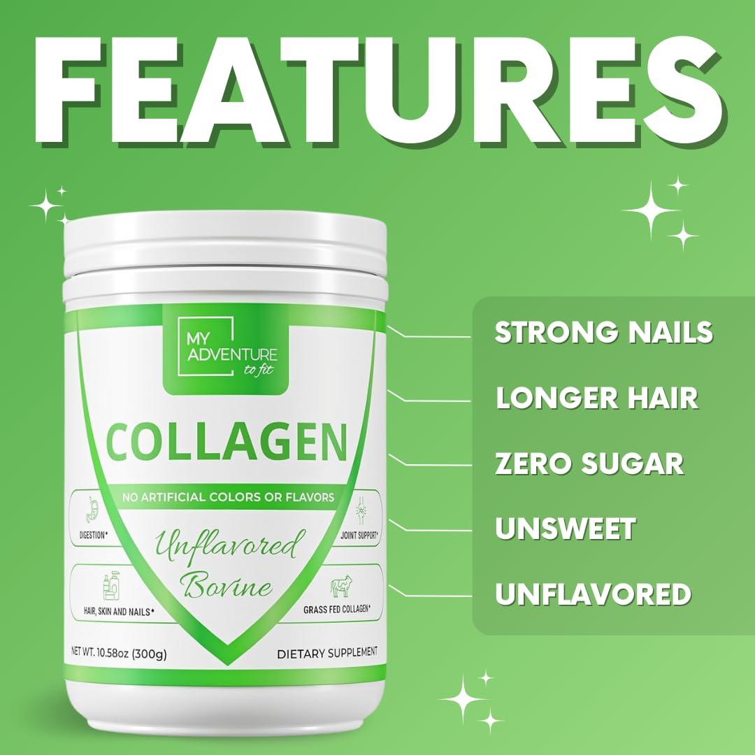 My Adventure to Fit Hydrolyzed Collagen Powder for Women - Grass Fed Collagen Powder for Muscle Growth & Collagen Protein Powder - Keto Collagen Powder for Joints & Gut Health - Unflavored Bovine 300g