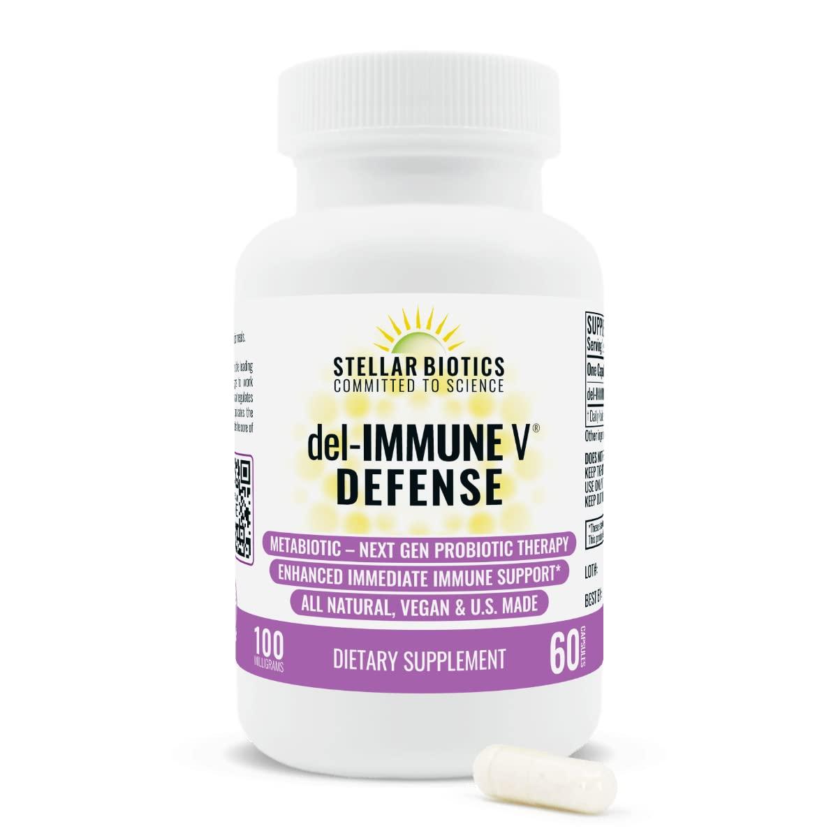 Del-Immune V Del-Immune V Defense by Stellar Biotics, All-Natural Immune Support & Gut Health (+) Immediate Care, Metabiotic: NextGen Probiotic Therapy (60 Caps)