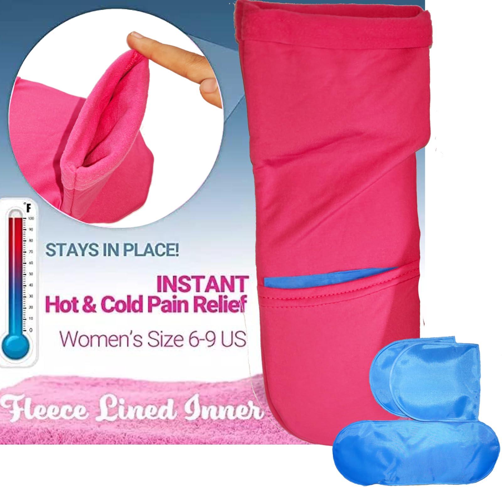 coldpa Reusable Cold Therapy Socks, Gel Ice Pack for Feet Heels Injuries Swelling, Hot and Cold Therapy Socks for Plantar Fasciitis Neuropathy Chemotherapy Pain Relief for Foot Ankle (Pink)