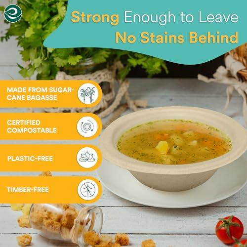 ECO SOUL ECO SOUL 100% Compostable 12 Oz Soup Bowls [4 Packs of 100] Disposable dessert bowls I Heavy duty paper bowl I Eco-friendly salad bowl I Biodegradable large Bowls