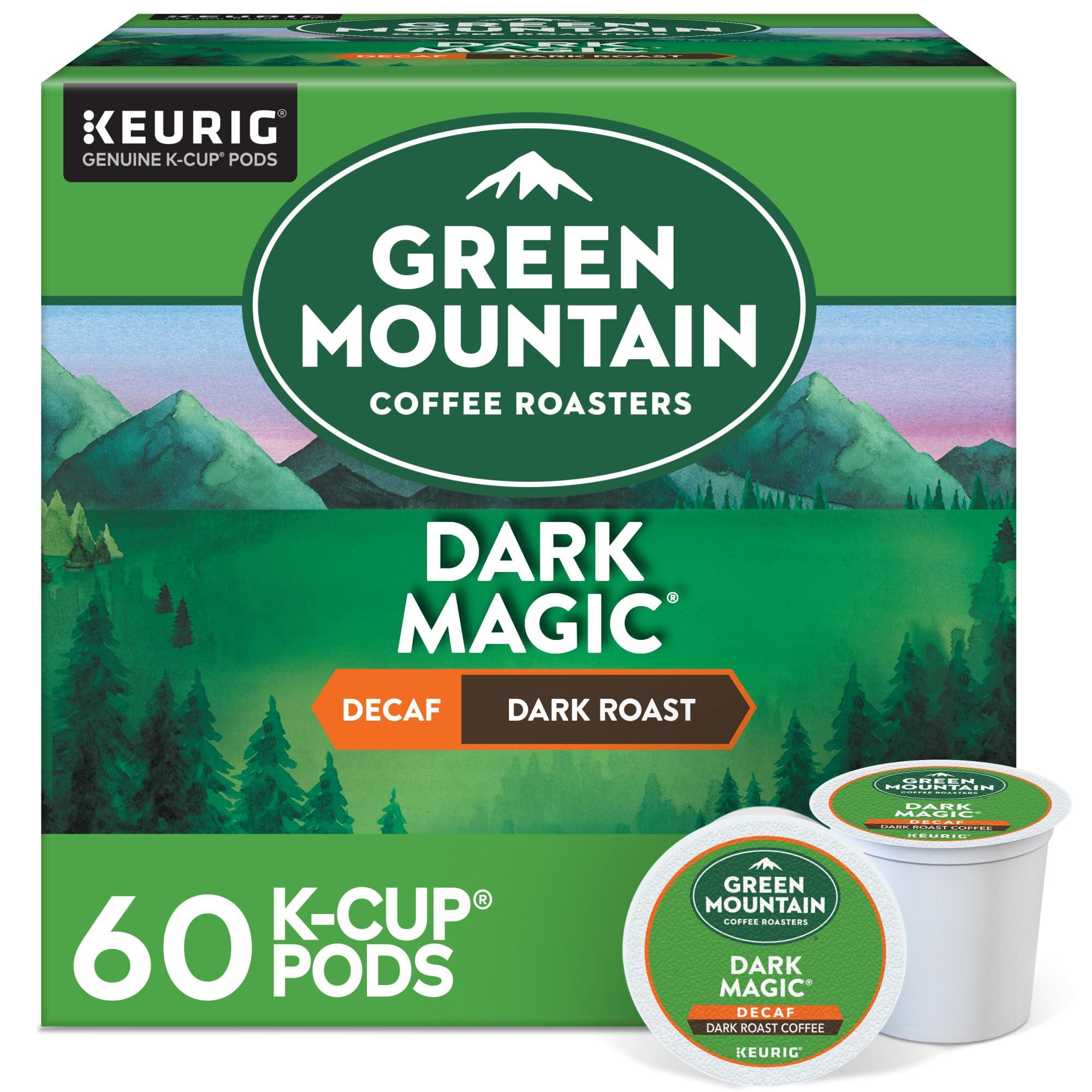 Green Mountain Coffee Roasters Green Mountain Coffee Dark Magic Decaf, Keurig Single Serve K-Cup Pods, Dark Roast Coffee, 60 Count, (6 Packs of 10)