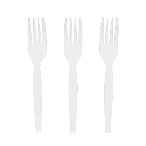 Perk Plastic Fork, Medium-Weight, White