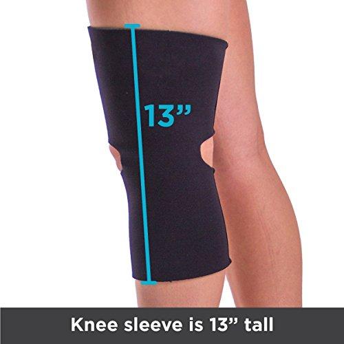 BraceAbility BraceAbility Open Patella/Open Back Neoprene Knee Sleeve | Water-Resistant Athletic Compression Knee Brace for Swimming, Wakeboarding, Scuba Diving, Surfing, Waterskiing and Other Sports (Small)