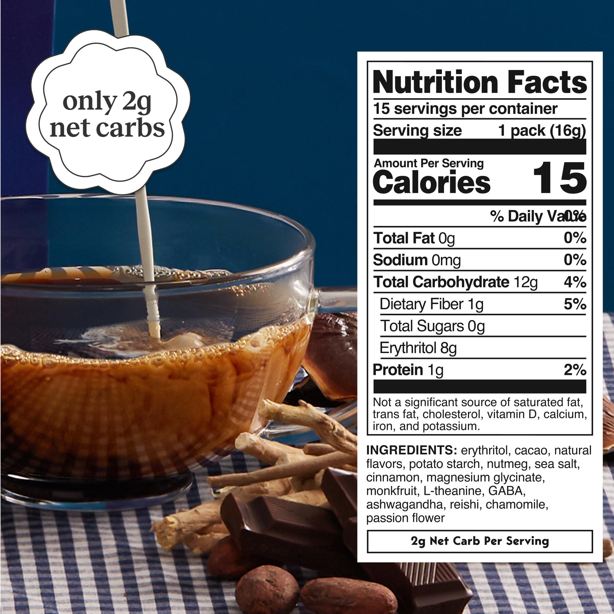 Drink Your Meditation Moment Sleep Powder (SHARK TANK) | Hot Chocolate | Melatonin Alternative | 0 Sugar | Low Calorie | Mushroom Drink | Adaptogens, Reishi, GABA, Magnesium, Chamomile | Keto | Dairy Free | 15 Servings