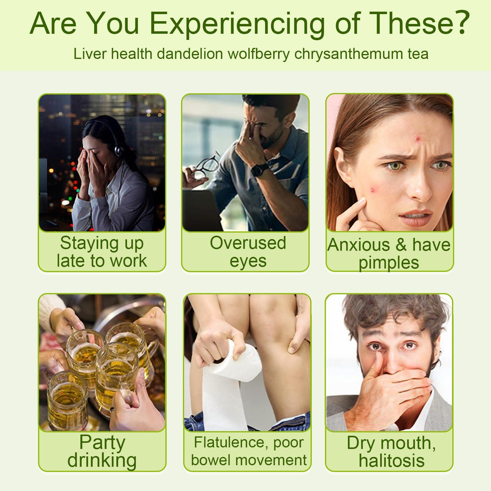 Rlvym Dandelion Wolfberry Tea, Kidneys & Liver Health, Seven Natural Herbal Ingredients Kidney Tea, Organic Dandelion Root Tea, Goji Berry Chrysanthemum Tea (144g, 12bags)