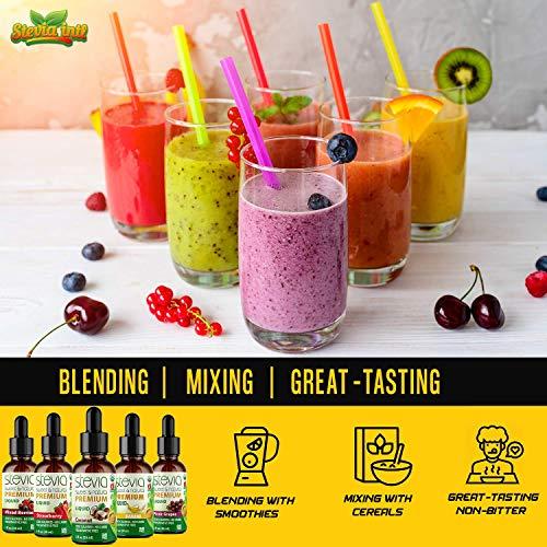 STEVIA INTL Stevia Intl - (Pack of 5) Exotic Fruits Bundle. 5 Flavors Stevia Liquid Drops. All Naturally Sweet, Non-Bitter, No Sugar Added, 0 Carb, 0 Calorie, Non-GMO, Vegan, Diabetic & Keto Friendly (1oz)