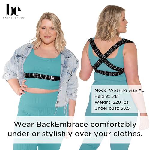 BackEmbrace BackEmbrace Posture Corrector for Women and Men - Made in USA - Slim and Adjustable Shoulder Brace - Back Brace for Back Pain Relief - Black Drizzle Large