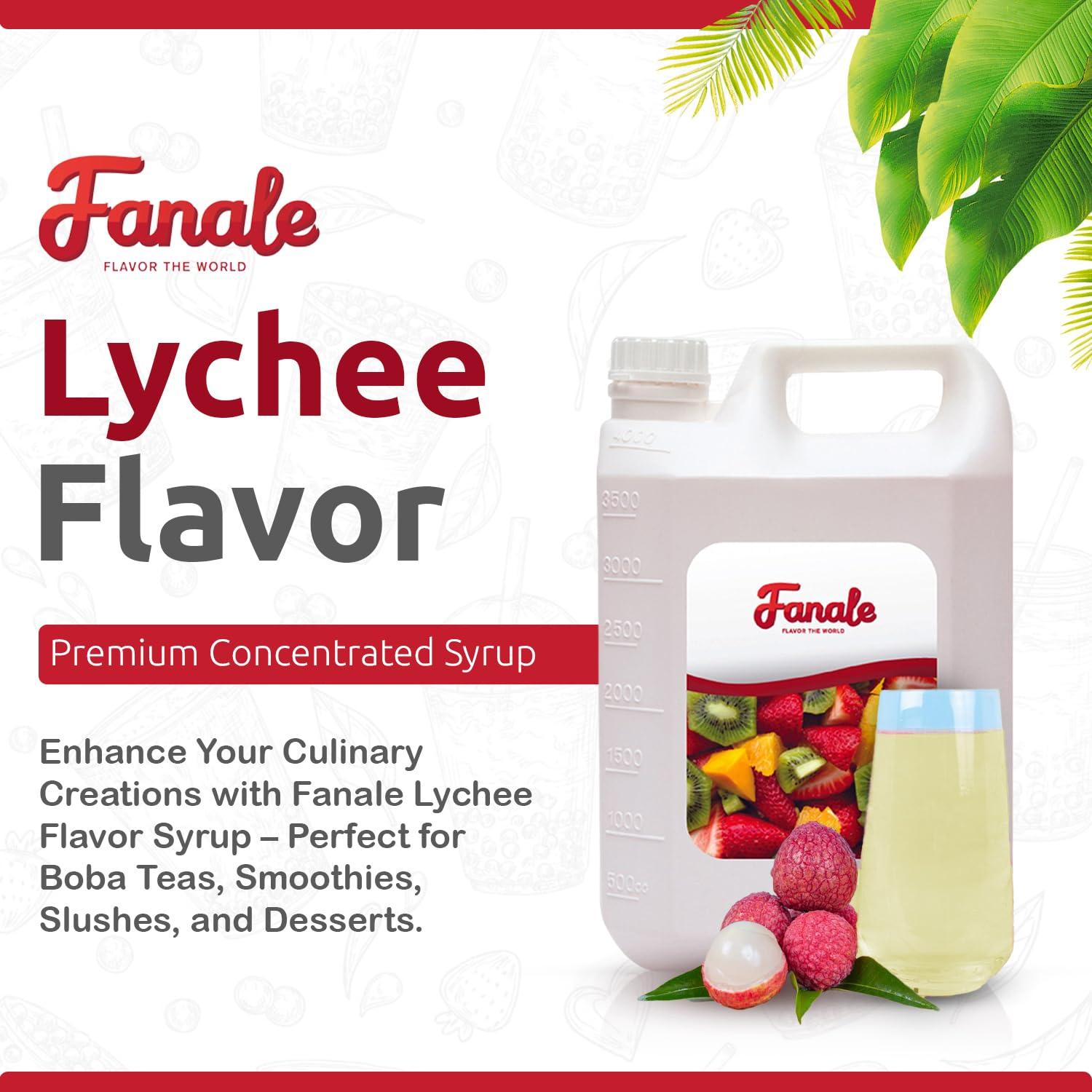 Fanale Fanale Premium Flavoring Concentrated Syrup for Bubble Tea 11 lb | Lychee Flavor Syrup | for Boba Tea, Smoothies, Slushes, Desserts | 11lb | Pack of 4 | SRP050