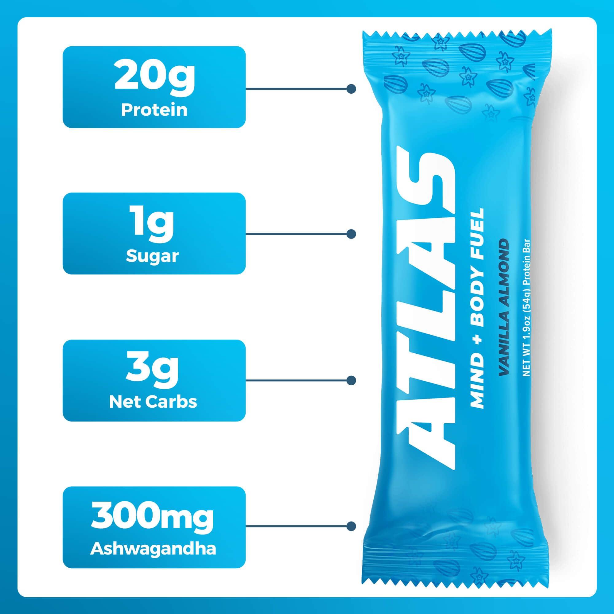 Atlas Protein Bar Atlas Protein Bar, 20g Protein, 1g Sugar, Clean Ingredients, Gluten Free (Chocolate Variety, 12 Count (Pack of 3))