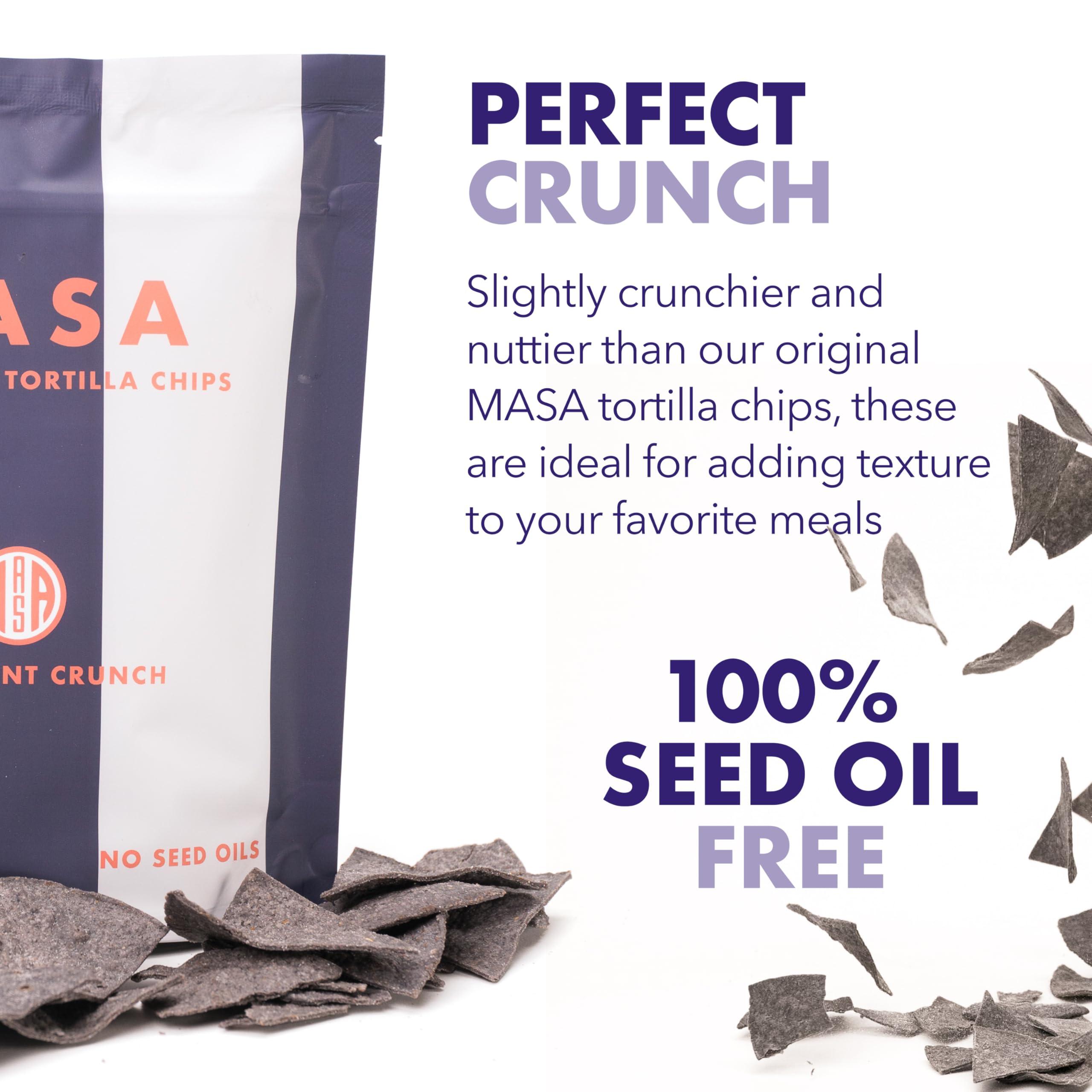 Ancient Crunch MASA Chips Blue Corn Tortilla Chips - Naturally Grown Blue Corn with Grass Fed Tallow and Sea Salt Tortilla Chips - No Seed-Oil Snacks - 6 Pack, 5 Ounce Each