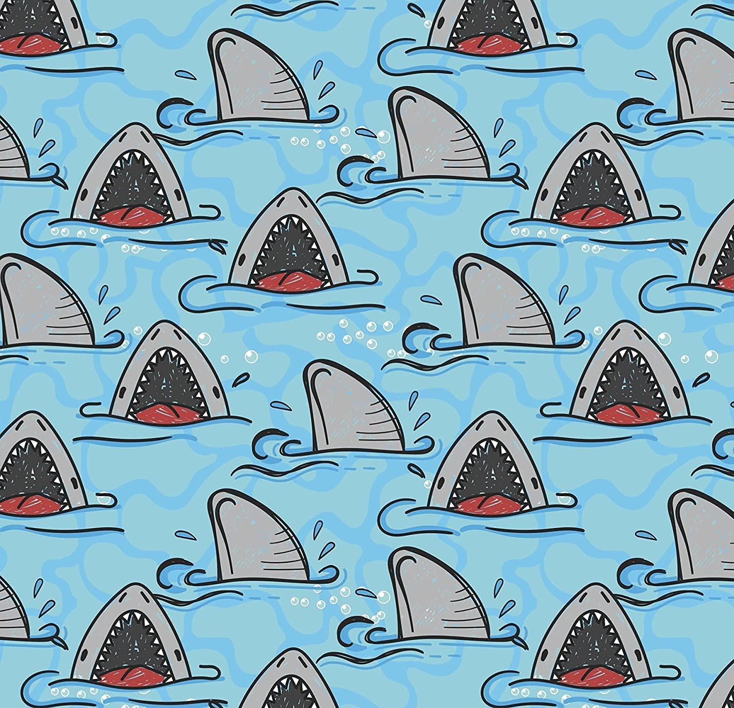 Stesha Party Shark Birthday Party Gift Wrapping Paper - Folded Flat 30 x 20 Inch (3 Sheets)