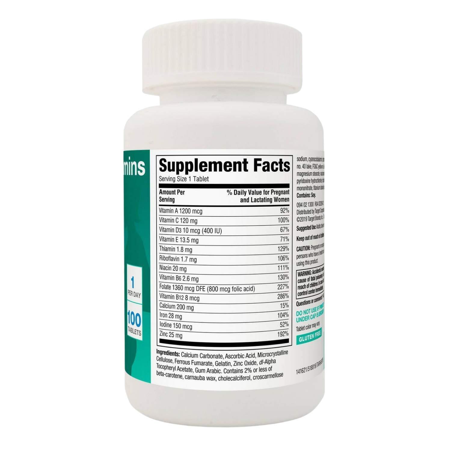 Up & Up Up & Up Prenatal Vitamins Dietary Supplement, Compare to Stuart Prenatal, 100 Tablets