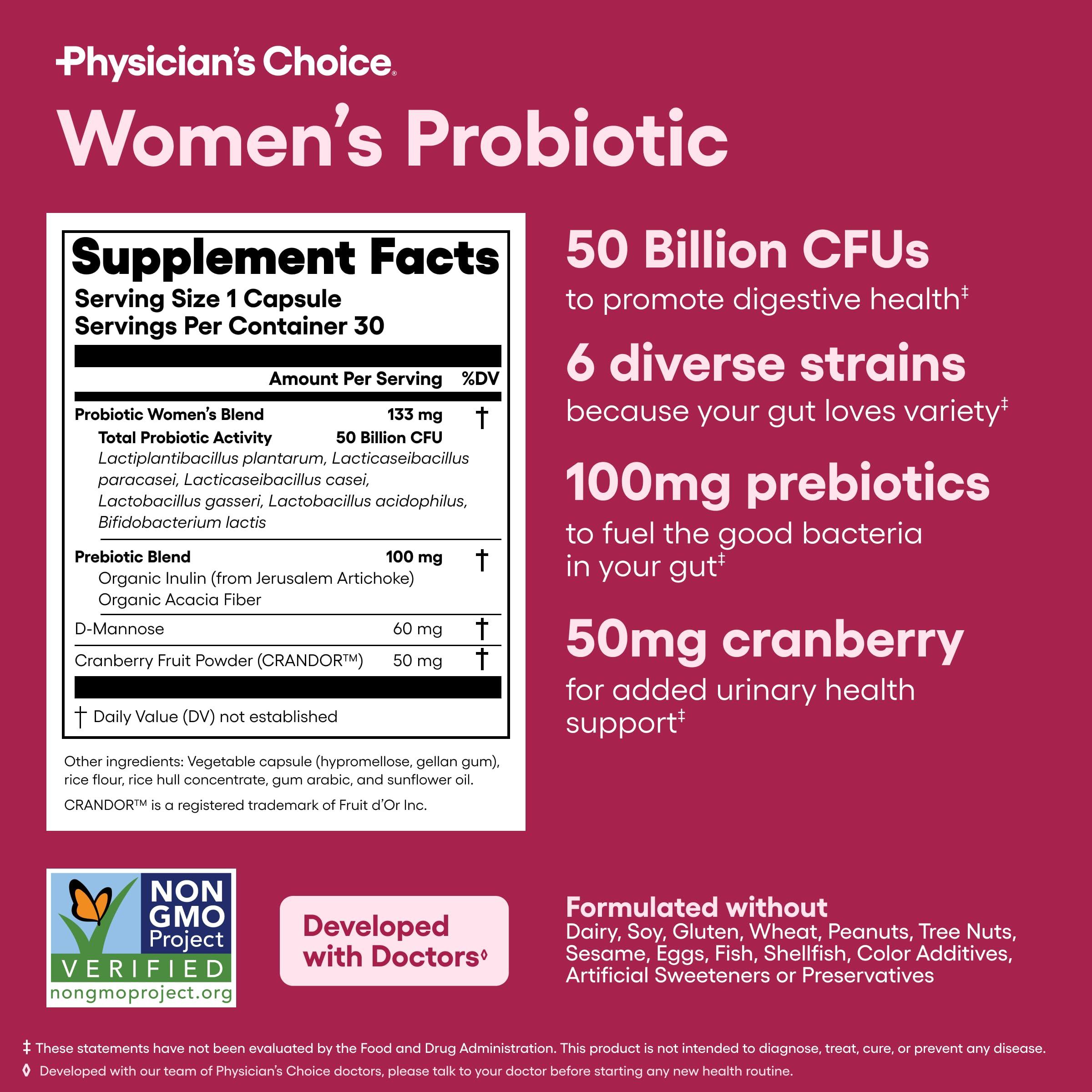 Physician's CHOICE Physician\'s CHOICE - Complete Women\'s Gut Health Bundle: Probiotics 60 Billion CFU & Women\'s Prebiotics & Probiotics