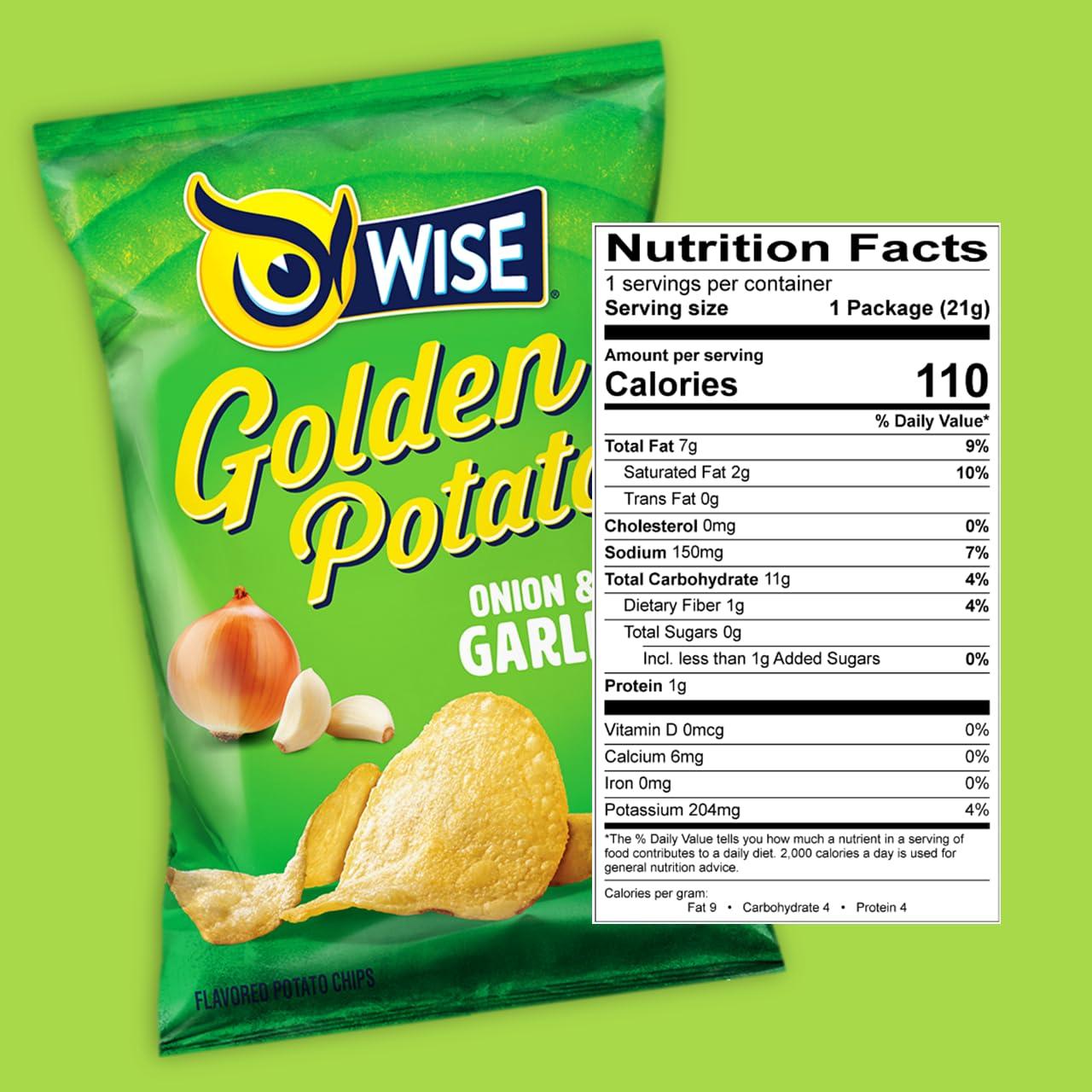 Wise Wise Snacks Onion and Garlic Potato Chips Bulk Snack for Fun and Tasty Snacking 0.75 Ounce 40 Count, Gluten Free, 0g Trans Fat, No Preservatives
